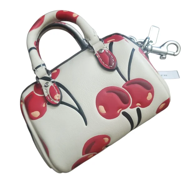 Coach Mirco Cherry Print Rowan Bag Charm - Picture 2 of 7